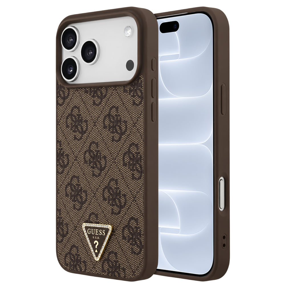 MagSafe-deksel for Apple iPhone 18 Pro / 17 Pro, Guess, 4G Triangle Strass, Brun