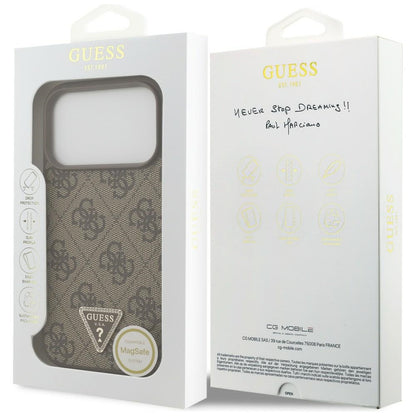 MagSafe-deksel for Apple iPhone 18 Pro / 17 Pro, Guess, 4G Triangle Strass, Brun