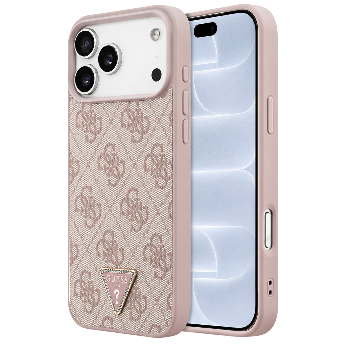 MagSafe-deksel for Apple iPhone 18 Pro / 17 Pro, Guess, 4G Triangle Strass, Rosa