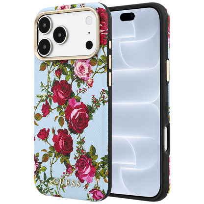 MagSafe-deksel til Apple iPhone 18 Pro / 17 Pro, Guess, Blossom Roses Print, blå