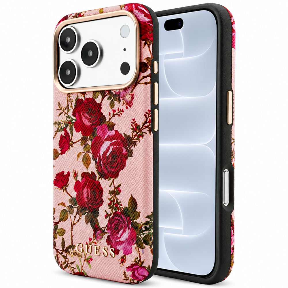 MagSafe-deksel til Apple iPhone 18 Pro / 17 Pro, Guess, Blossom Roses Print, rosa