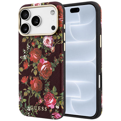 MagSafe-deksel til Apple iPhone 18 Pro / 17 Pro, Guess, Blossom Roses Print, burgunderrød