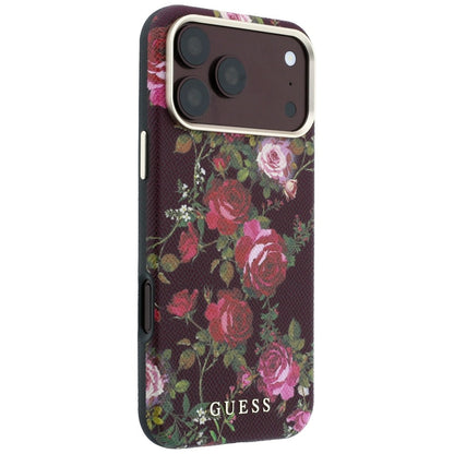 MagSafe-deksel til Apple iPhone 18 Pro / 17 Pro, Guess, Blossom Roses Print, burgunderrød