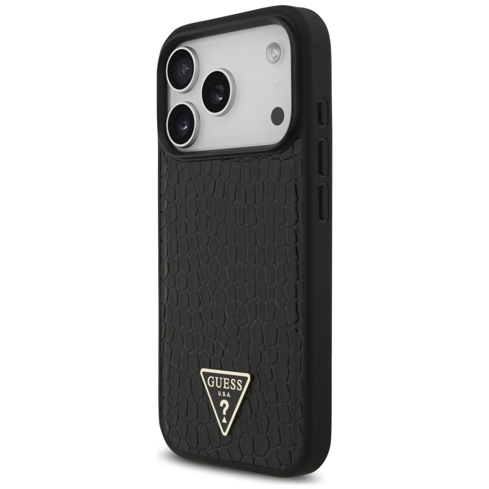 MagSafe-deksel til Apple iPhone 18 Pro / 17 Pro, Guess, Croco Triangle Logo, svart