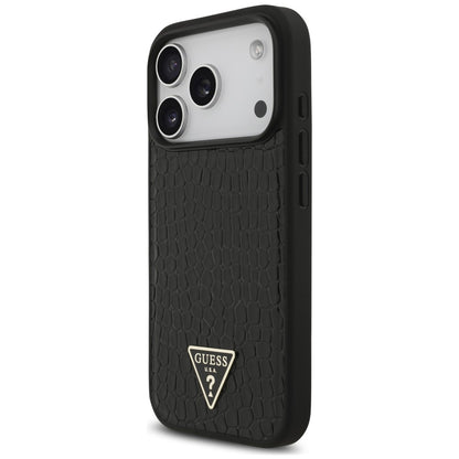 MagSafe-deksel til Apple iPhone 18 Pro / 17 Pro, Guess, Croco Triangle Logo, svart