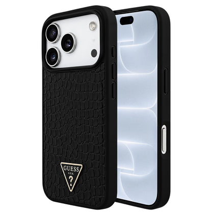 MagSafe-deksel til Apple iPhone 18 Pro / 17 Pro, Guess, Croco Triangle Logo, svart