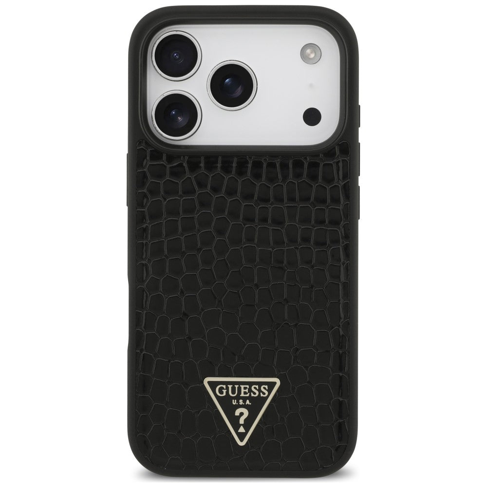 MagSafe-deksel til Apple iPhone 18 Pro / 17 Pro, Guess, Croco Triangle Logo, svart
