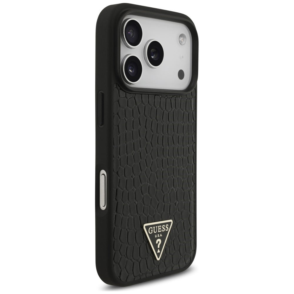 MagSafe-deksel til Apple iPhone 18 Pro / 17 Pro, Guess, Croco Triangle Logo, svart