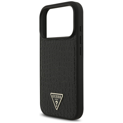 MagSafe-deksel til Apple iPhone 18 Pro / 17 Pro, Guess, Croco Triangle Logo, svart