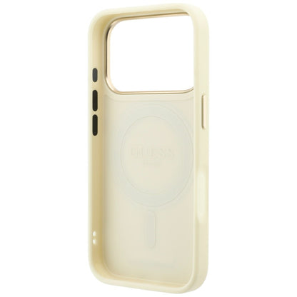 MagSafe-deksel til Apple iPhone 18 Pro / 17 Pro, Guess Grained Ring Stand 360 Classic, beige