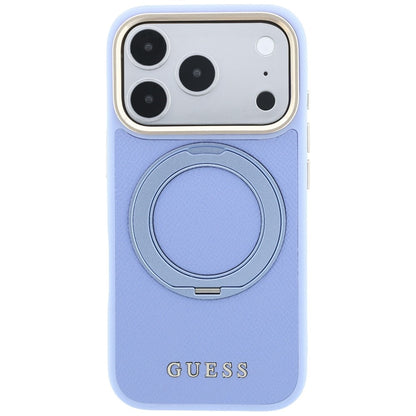 MagSafe-deksel til Apple iPhone 18 Pro / 17 Pro, Guess Grained Ring Stand 360 Classic, blå