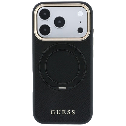 MagSafe-deksel til Apple iPhone 18 Pro / 17 Pro, Guess Grained Ring Stand 360 Classic, svart