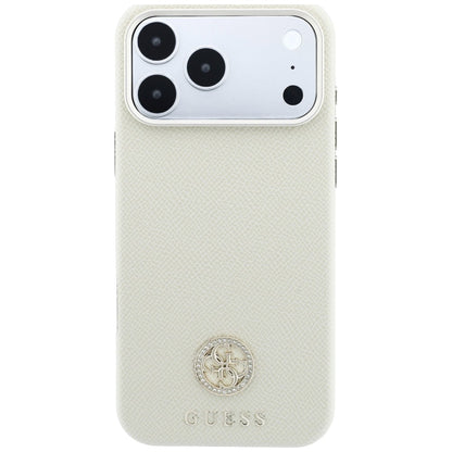 MagSafe-deksel for Apple iPhone 18 Pro / 17 Pro, Guess, Kornet Rund Strass-logo, Beige