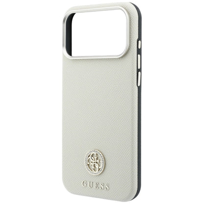 MagSafe-deksel for Apple iPhone 18 Pro / 17 Pro, Guess, Kornet Rund Strass-logo, Beige