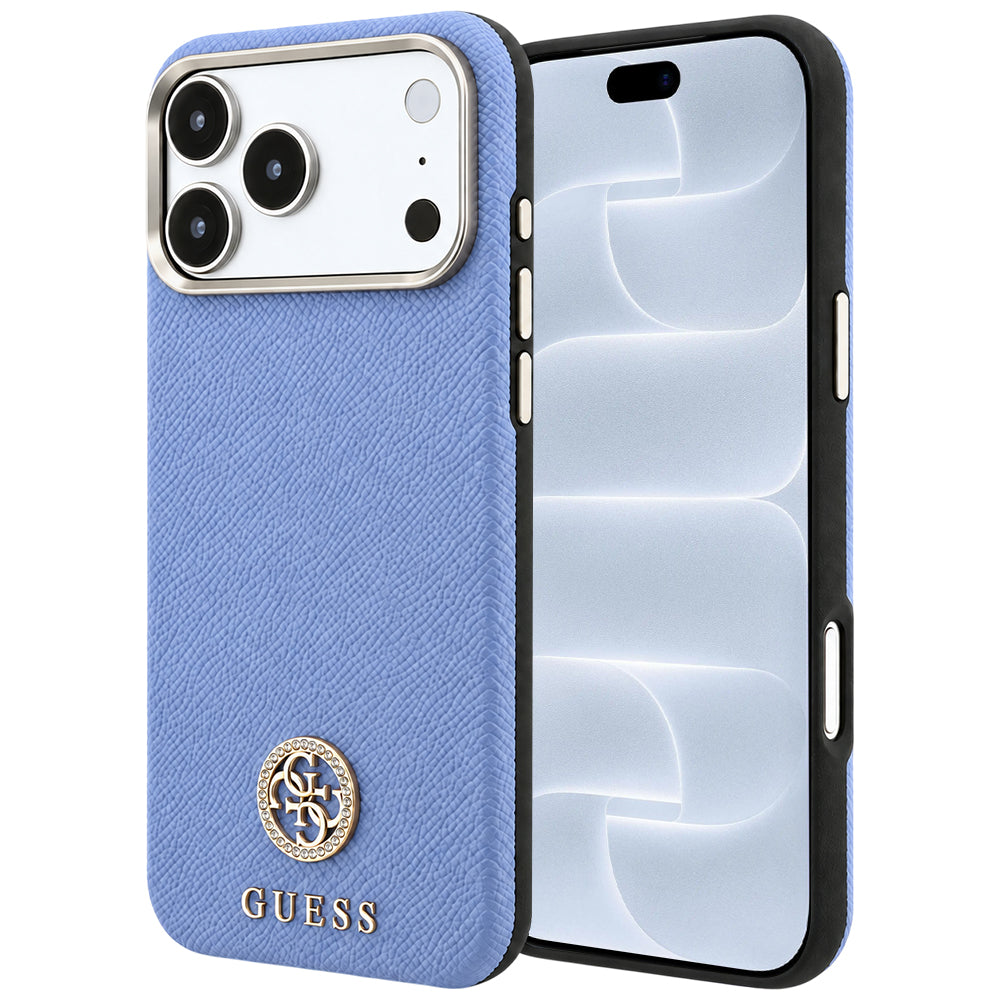 MagSafe-deksel for Apple iPhone 18 Pro / 17 Pro, Guess, Kornet Rund Strass-logo, Blå