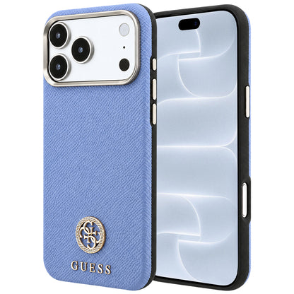 MagSafe-deksel for Apple iPhone 18 Pro / 17 Pro, Guess, Kornet Rund Strass-logo, Blå