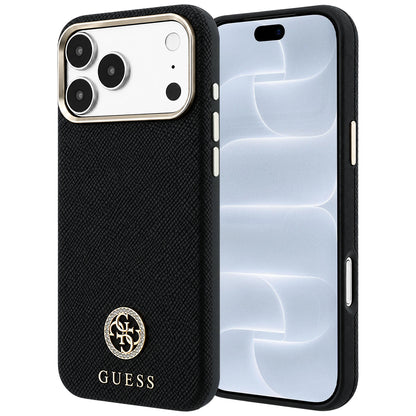 MagSafe-deksel for Apple iPhone 18 Pro / 17 Pro, Guess, Kornet Rund Strass-logo, Svart