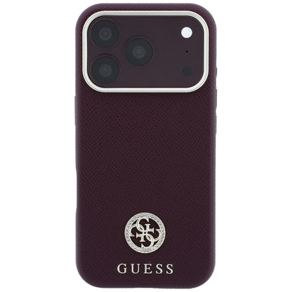 MagSafe-deksel for Apple iPhone 18 Pro / 17 Pro, Guess, Kornet Rund Strass-logo, Burgunder