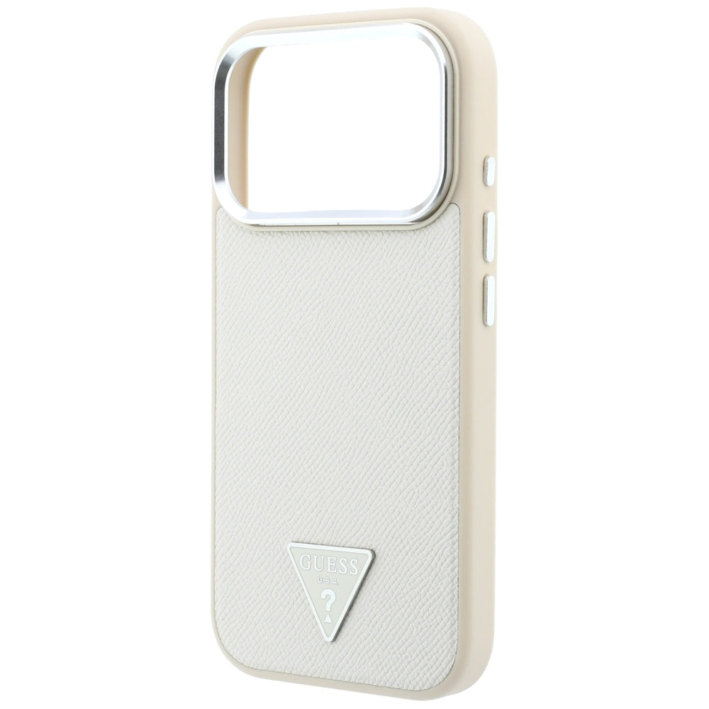 MagSafe-deksel for Apple iPhone 18 Pro / 17 Pro, Guess, Kornet trekantlogo, Beige