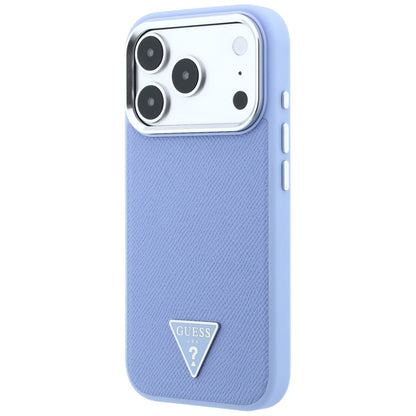 MagSafe-deksel for Apple iPhone 18 Pro / 17 Pro, Guess, Grained Triangle Logo, Bleu