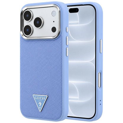 MagSafe-deksel for Apple iPhone 18 Pro / 17 Pro, Guess, Grained Triangle Logo, Bleu