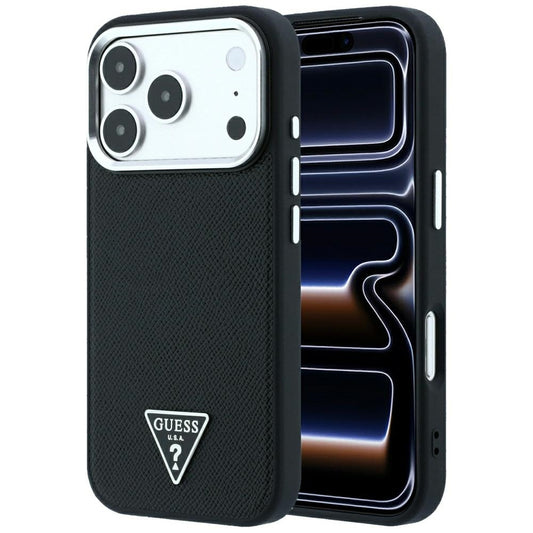 MagSafe-deksel for Apple iPhone 18 Pro / 17 Pro, Guess, Grained Triangle Logo, Svart