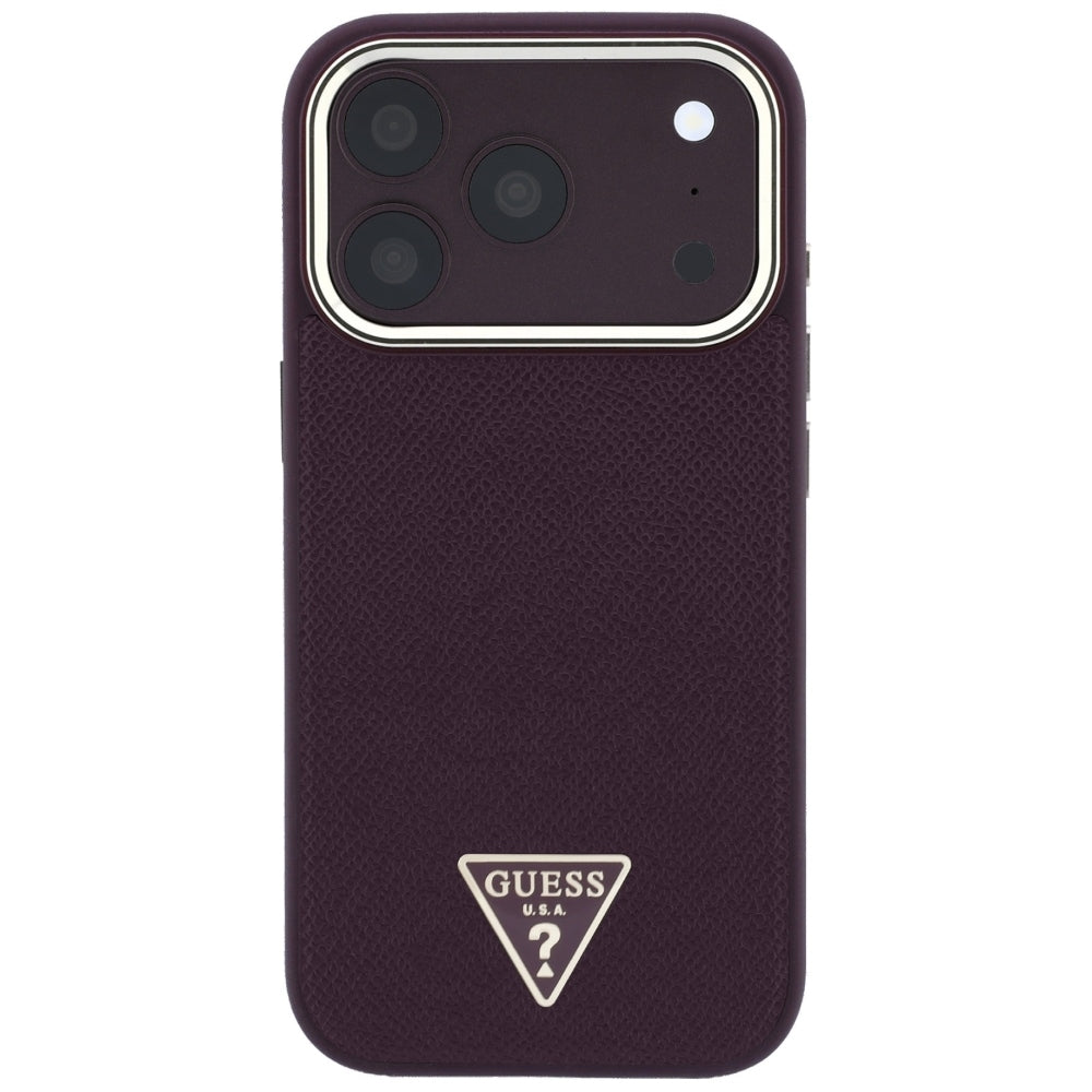 MagSafe-deksel for Apple iPhone 18 Pro / 17 Pro, Guess, Kornet trekantlogo, Burgunder