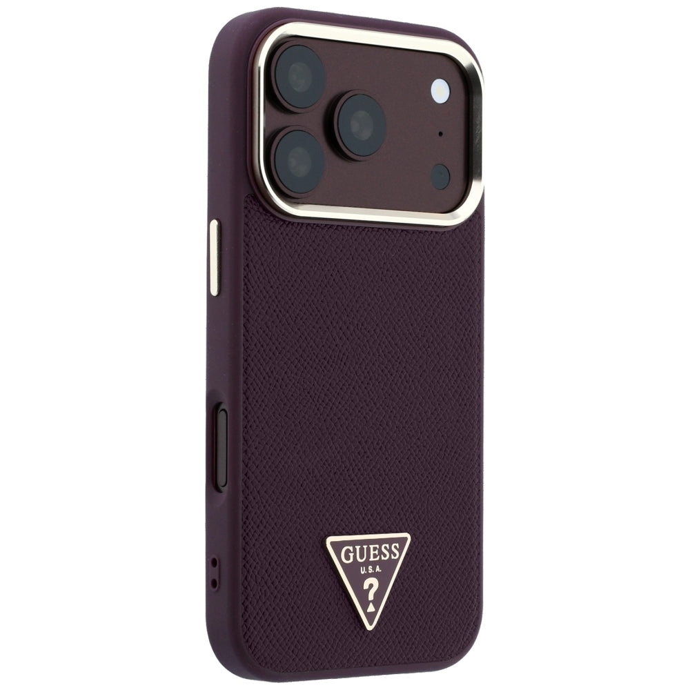 MagSafe-deksel for Apple iPhone 18 Pro / 17 Pro, Guess, Kornet trekantlogo, Burgunder