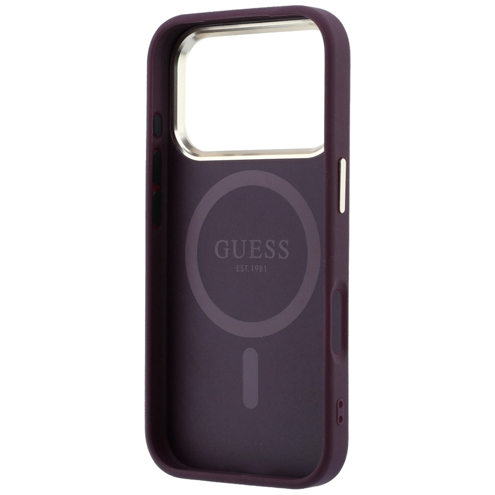 MagSafe-deksel for Apple iPhone 18 Pro / 17 Pro, Guess, Kornet trekantlogo, Burgunder
