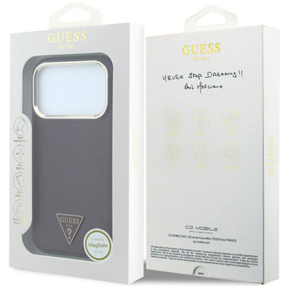 MagSafe-deksel for Apple iPhone 18 Pro / 17 Pro, Guess, Kornet trekantlogo, Burgunder