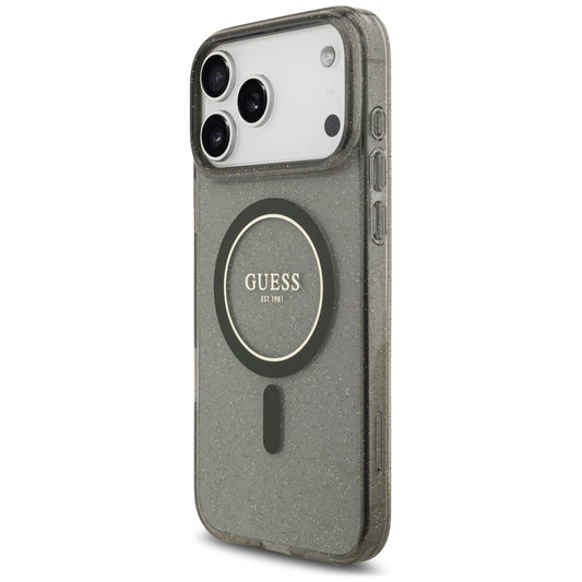 MagSafe-deksel til Apple iPhone 18 Pro / 17 Pro, Guess, IML Glitter with Pearl Strap, svart
