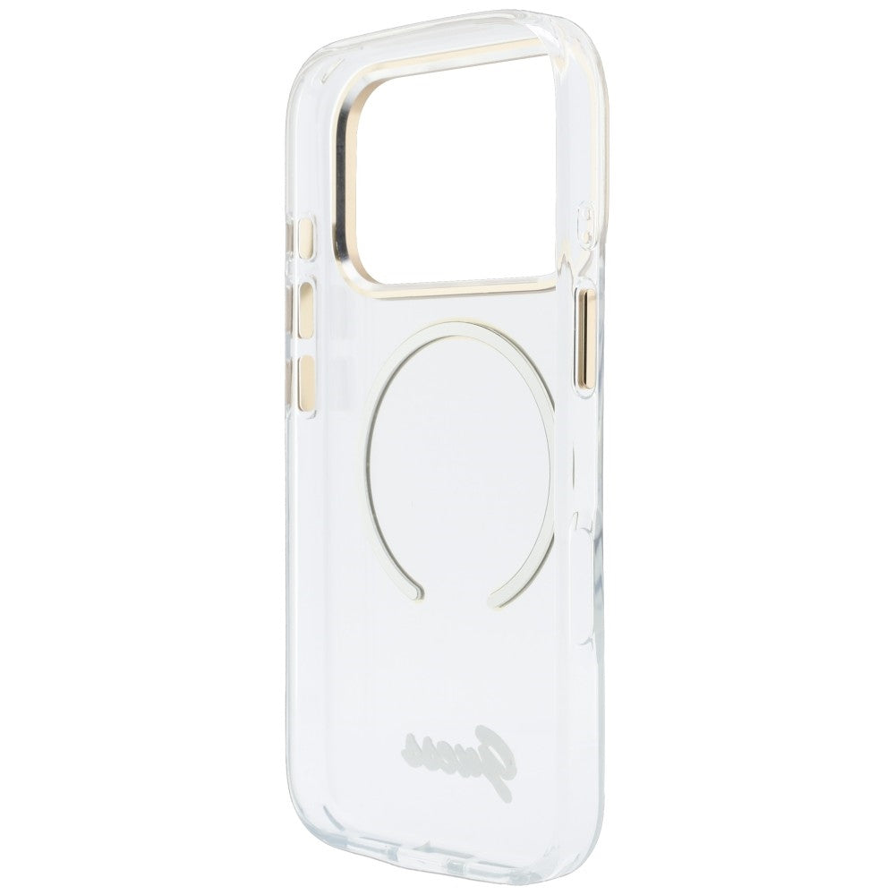 MagSafe-deksel til Apple iPhone 18 Pro / 17 Pro, Guess, IML Script Metal, gjennomsiktig