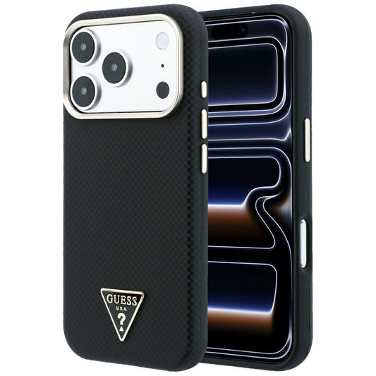 MagSafe-deksel for Apple iPhone 18 Pro / 17 Pro, Guess, Kevlar Triangle Logo, Svart