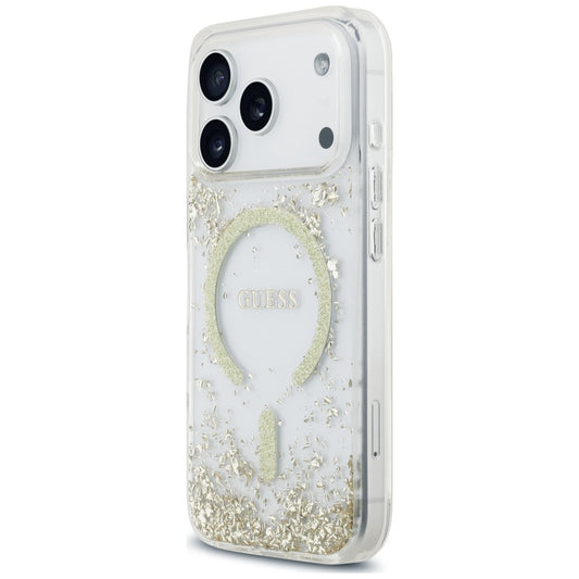 MagSafe-deksel for Apple iPhone 18 Pro / 17 Pro, Guess, Resin Bottom Glitter, Gullfarget