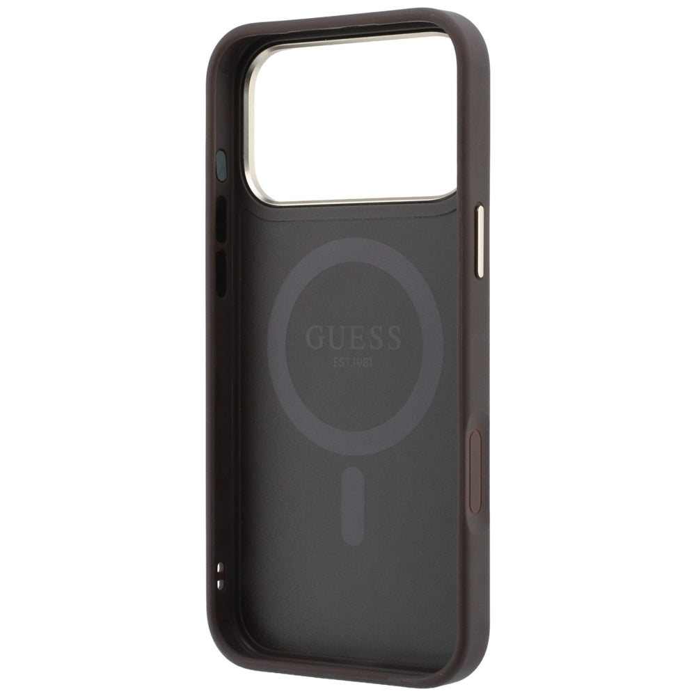 MagSafe-deksel for Apple iPhone 18 Pro / 17 Pro, Guess, Ring Stand 360 4G Classic Logo, Brun