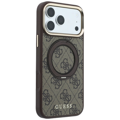 MagSafe-deksel for Apple iPhone 18 Pro / 17 Pro, Guess, Ring Stand 360 4G Classic Logo, Brun