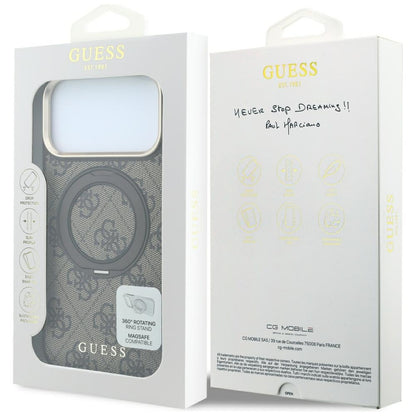 MagSafe-deksel for Apple iPhone 18 Pro / 17 Pro, Guess, Ring Stand 360 4G Classic Logo, Brun