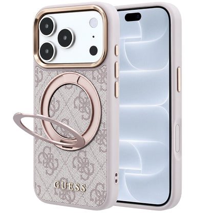 MagSafe-deksel for Apple iPhone 18 Pro / 17 Pro, Guess, Ring Stand 360 4G Classic Logo, Rosa