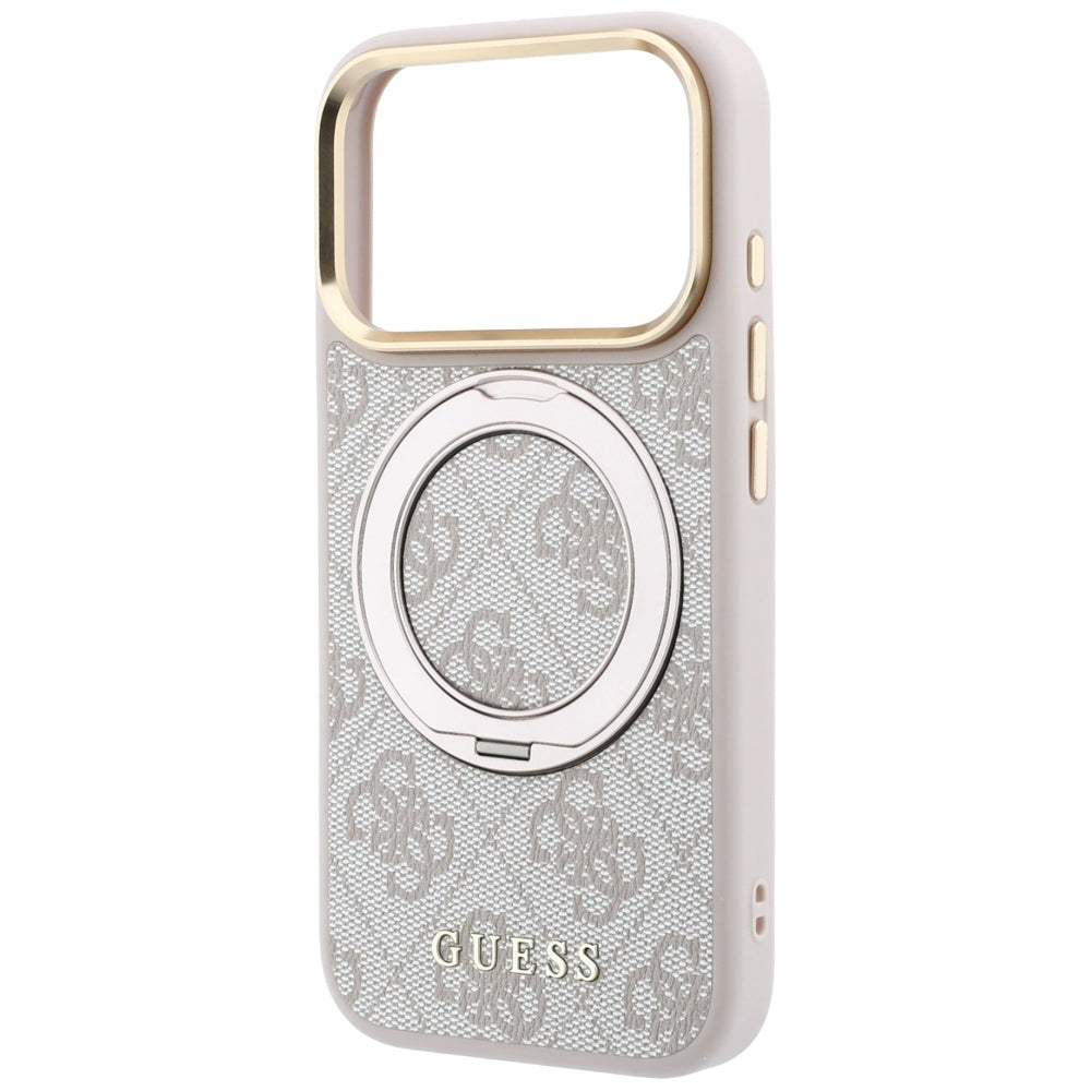 MagSafe-deksel for Apple iPhone 18 Pro / 17 Pro, Guess, Ring Stand 360 4G Classic Logo, Rosa