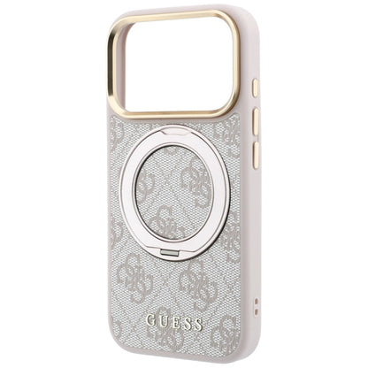 MagSafe-deksel for Apple iPhone 18 Pro / 17 Pro, Guess, Ring Stand 360 4G Classic Logo, Rosa