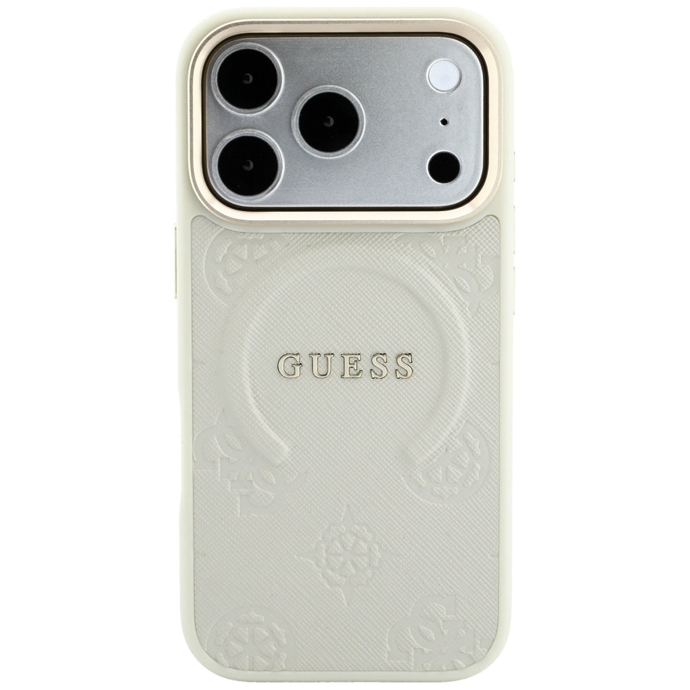 MagSafe-deksel til Apple iPhone 18 Pro / 17 Pro, Guess, Saffiano Peony Ring, beige