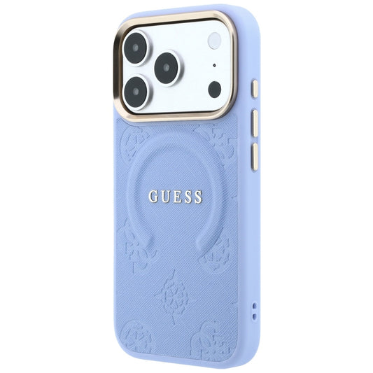 MagSafe-deksel for Apple iPhone 18 Pro / 17 Pro, Guess, Saffiano Peony Ring, Bleu