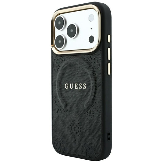 MagSafe-deksel for Apple iPhone 18 Pro / 17 Pro, Guess, Saffiano Peony Ring, Svart