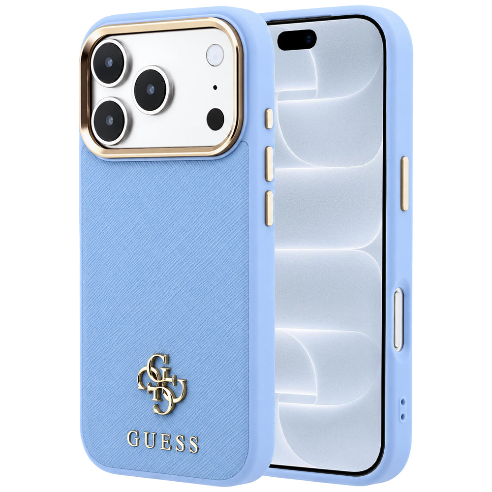 MagSafe-deksel for Apple iPhone 18 Pro / 17 Pro, Guess, Saffiano Small 4G Classic, Bleu