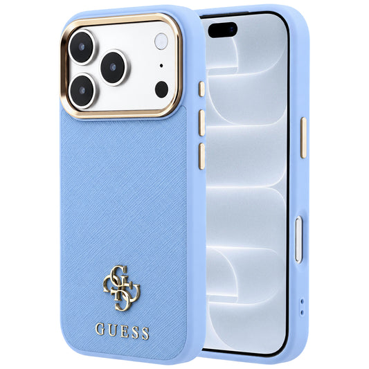 MagSafe-deksel for Apple iPhone 18 Pro / 17 Pro, Guess, Saffiano Small 4G Classic, Bleu
