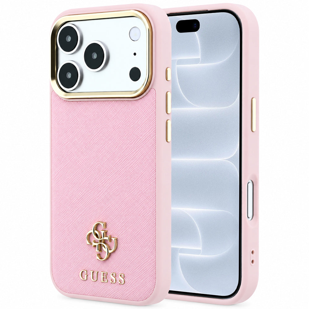 MagSafe-deksel til Apple iPhone 18 Pro / 17 Pro, Guess, Saffiano Small 4G Classic, rosa