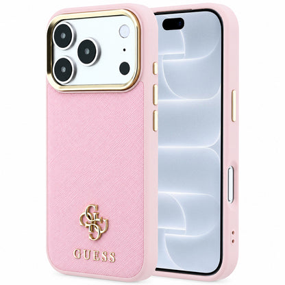 MagSafe-deksel til Apple iPhone 18 Pro / 17 Pro, Guess, Saffiano Small 4G Classic, rosa