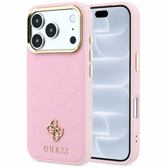 MagSafe-deksel til Apple iPhone 18 Pro / 17 Pro, Guess, Saffiano Small 4G Classic, rosa