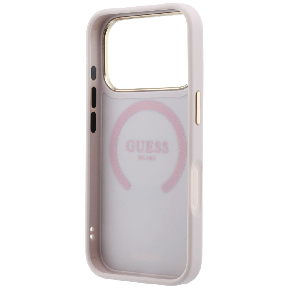 MagSafe-deksel for Apple iPhone 18 Pro / 17 Pro, Guess, Stripe Peony 4G, Rosa