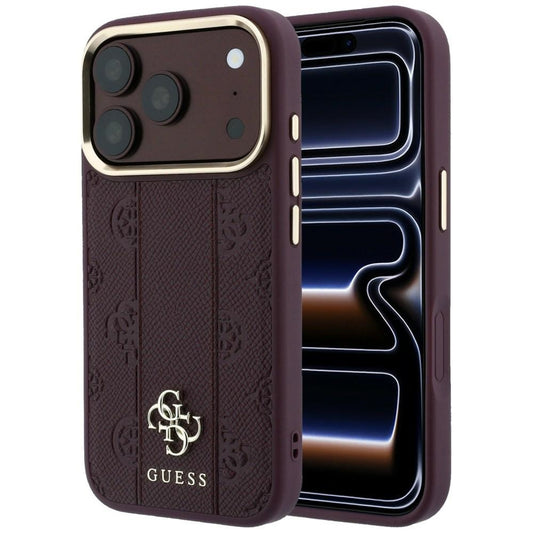 MagSafe-deksel for Apple iPhone 18 Pro / 17 Pro, Guess, Stripe Peony 4G, Burgunder